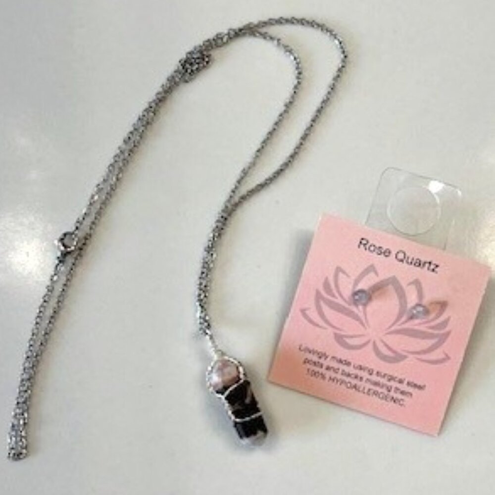 Rose Quartz Earring & Necklace Set – Symbol of Unconditional Love
